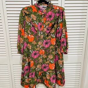 Bright Floral Button Up Dress